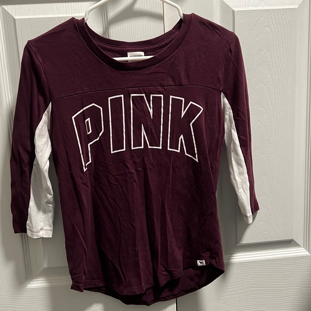 Extra small PINK maroon quarter sleeve shirt